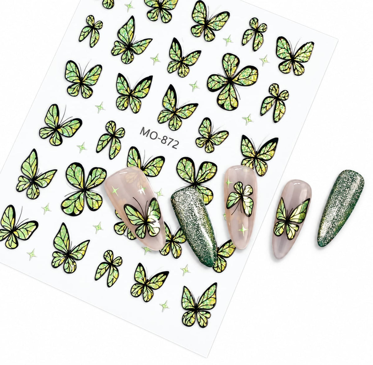 Butterfly Nail Art Stickers MO-872 - Green - DTK Nail Supply