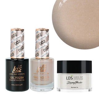  LDS 3 in 1 - 002 Oatmeal - Dip, Gel & Lacquer Matching by LDS sold by DTK Nail Supply