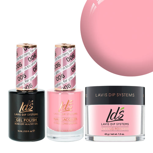  LDS 3 in 1 - 006 I'm Blushing For You - Dip, Gel & Lacquer Matching by LDS sold by DTK Nail Supply