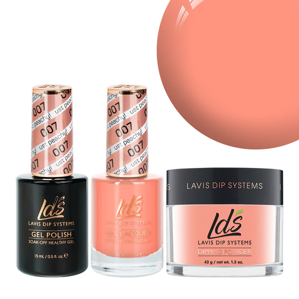  LDS 3 in 1 - 007 Just Peachy! - Dip, Gel & Lacquer Matching by LDS sold by DTK Nail Supply