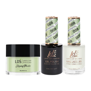  LDS 3 in 1 - 008 Green Chantilly - Dip (1oz), Gel & Lacquer Matching by LDS sold by DTK Nail Supply