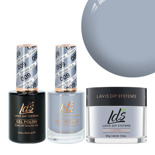  LDS 3 in 1 - 009 Smoke Blue - Dip, Gel & Lacquer Matching by LDS sold by DTK Nail Supply