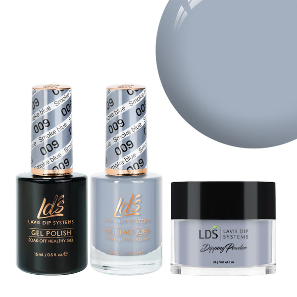 LDS 3 in 1 - 009 Smoke Blue - Dip, Gel & Lacquer Matching by LDS sold by DTK Nail Supply