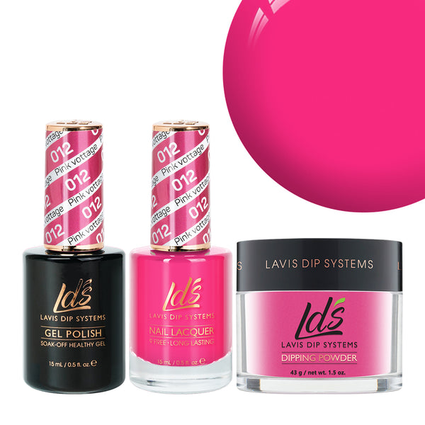  LDS 3 in 1 - 012 Pink Vottage - Dip, Gel & Lacquer Matching by LDS sold by DTK Nail Supply