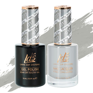 LDS 017 Shady Lady Gray - LDS Healthy Gel Polish & Matching Nail Lacquer Duo Set - 0.5oz