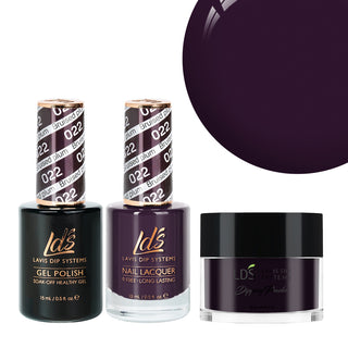  LDS 3 in 1 - 022 Bruised Plum - Dip, Gel & Lacquer Matching by LDS sold by DTK Nail Supply