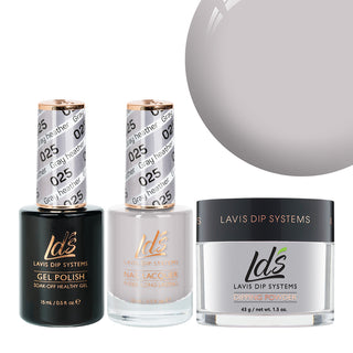  LDS 3 in 1 - 025 Gray Heather - Dip, Gel & Lacquer Matching by LDS sold by DTK Nail Supply