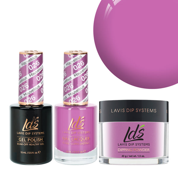 LDS 3 in 1 - 026 Mauvelous - Dip, Gel & Lacquer Matching by LDS sold by DTK Nail Supply