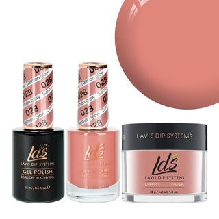  LDS 3 in 1 - 028 Salmon Glow - Dip, Gel & Lacquer Matching by LDS sold by DTK Nail Supply