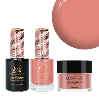  LDS 3 in 1 - 028 Salmon Glow - Dip, Gel & Lacquer Matching by LDS sold by DTK Nail Supply