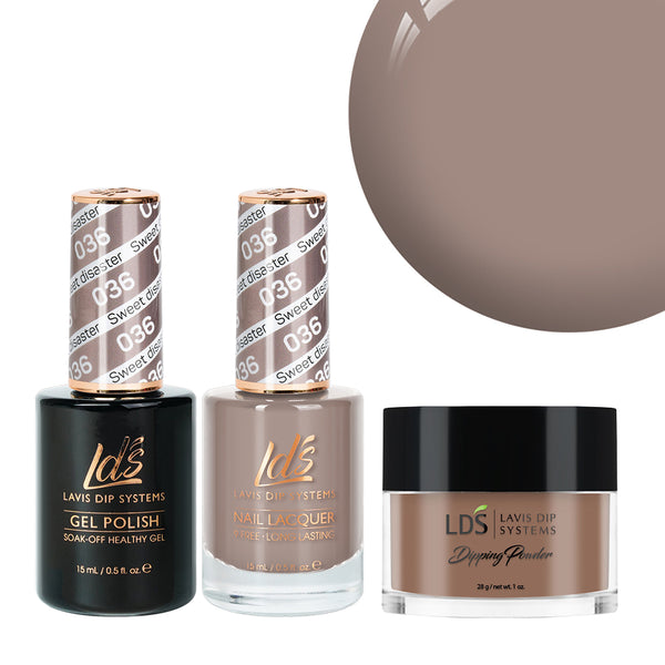  LDS 3 in 1 - 036 Sweet Disaster - Dip, Gel & Lacquer Matching by LDS sold by DTK Nail Supply
