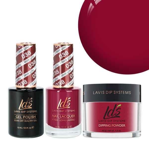  LDS 3 in 1 - 038 I Lava You - Dip, Gel & Lacquer Matching by LDS sold by DTK Nail Supply