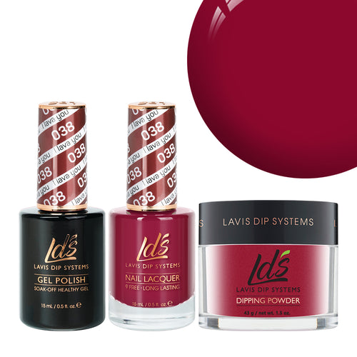  LDS 3 in 1 - 038 I Lava You - Dip, Gel & Lacquer Matching by LDS sold by DTK Nail Supply