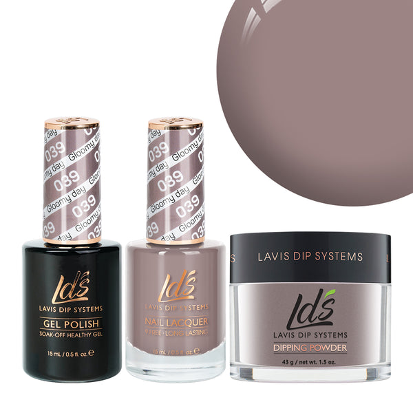  LDS 3 in 1 - 039 Gloomy Day - Dip, Gel & Lacquer Matching by LDS sold by DTK Nail Supply