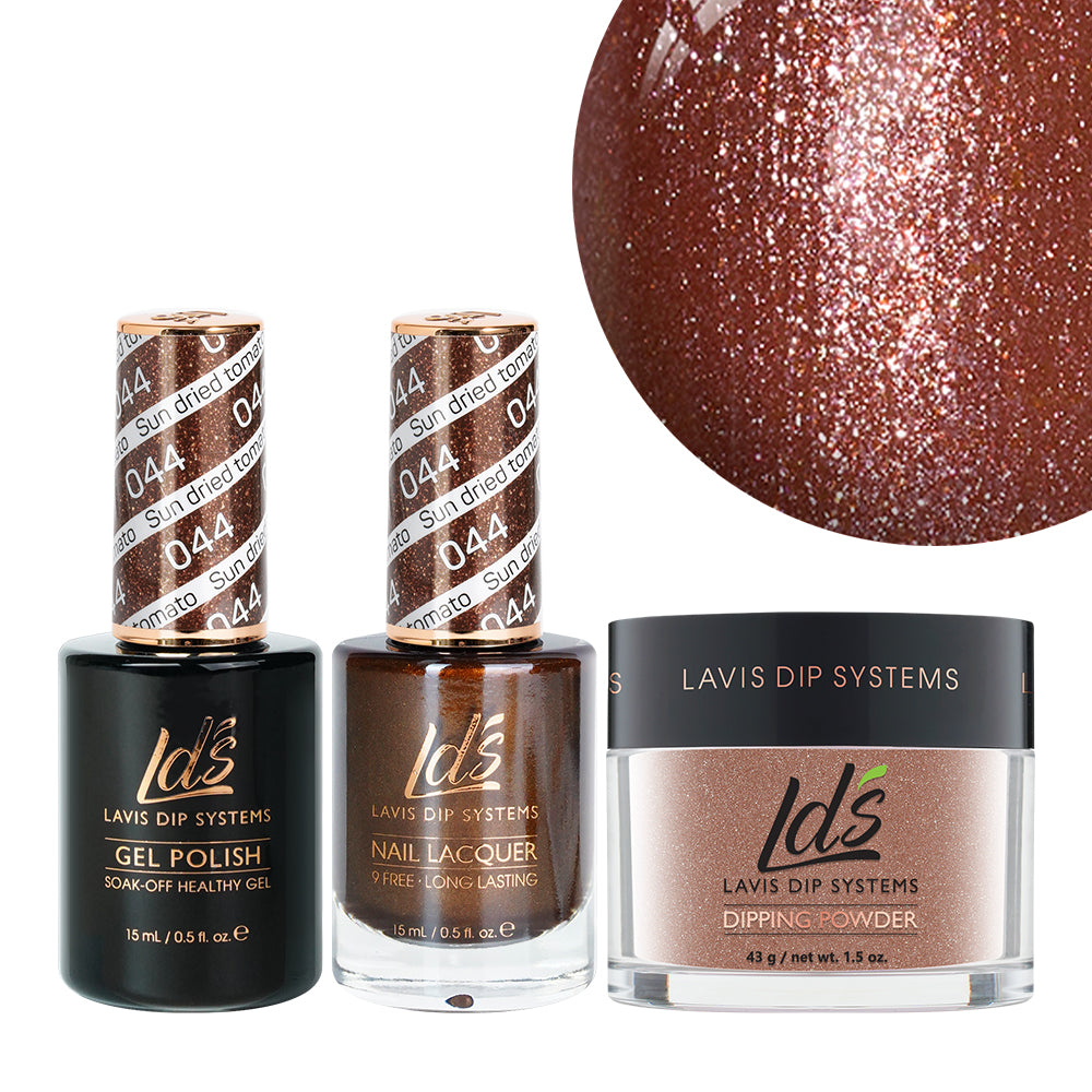 LDS 3 in 1 - 044 Sun Dried Tomato - Dip, Gel & Lacquer Matching by LDS sold by DTK Nail Supply