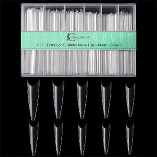  0456 - Extra Long Stiletto Nails Tips - Clear - 240pcs by Other Nail Tip sold by DTK Nail Supply