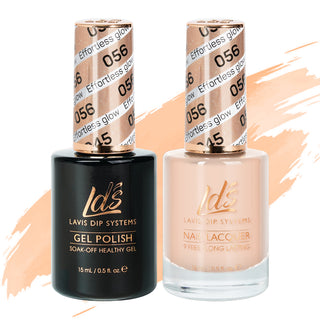  LDS Gel Nail Polish Duo - 056 Glitter, Coral, Beige Colors - Effortless Glow by LDS sold by DTK Nail Supply