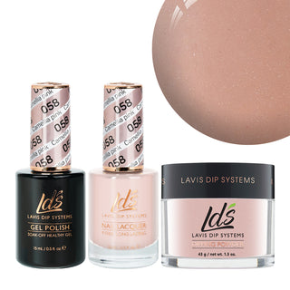  LDS 3 in 1 - 058 Camellia Pink - Dip, Gel & Lacquer Matching by LDS sold by DTK Nail Supply