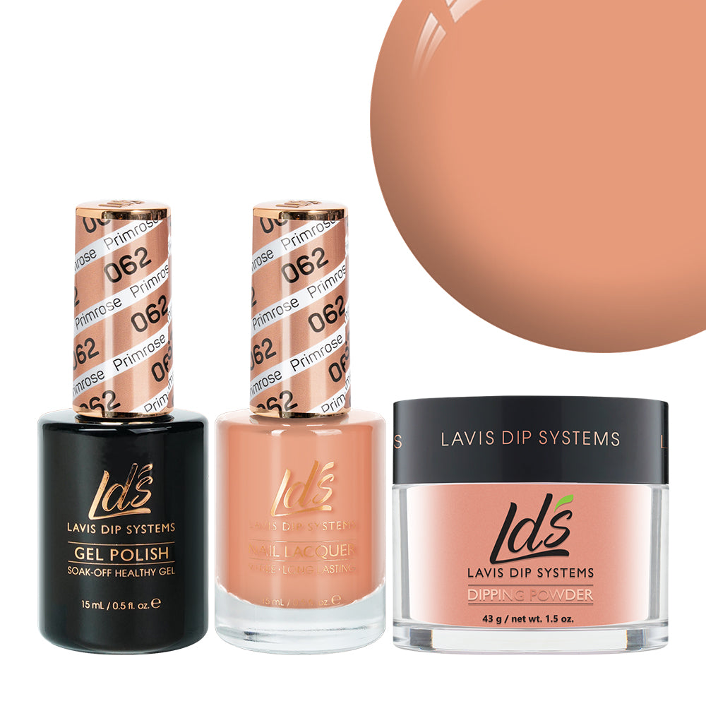  LDS 3 in 1 - 062 Primrose - Dip, Gel & Lacquer Matching by LDS sold by DTK Nail Supply