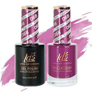 LDS 068 Eggplant - LDS Healthy Gel Polish & Matching Nail Lacquer Duo Set - 0.5oz