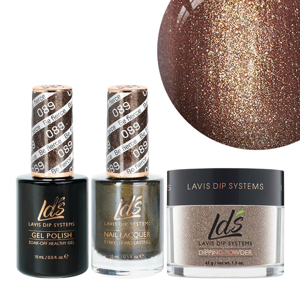  LDS 3 in 1 - 089 Be Fierce - Dip, Gel & Lacquer Matching by LDS sold by DTK Nail Supply