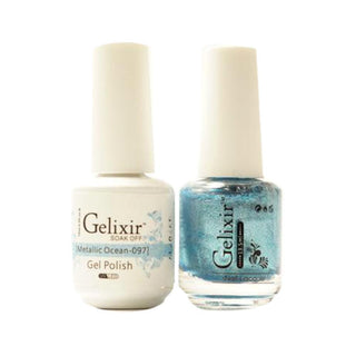  Gelixir Gel Nail Polish Duo - 097 Glitter, Blue Colors - Metallic Ocean by Gelixir sold by DTK Nail Supply