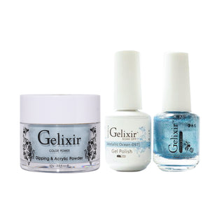  Gelixir 3 in 1 - 097 Metallic Ocean - Acrylic & Dip Powder, Gel & Lacquer by Gelixir sold by DTK Nail Supply