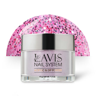  Lavis Acrylic Powder - 098 Pretty Pink Glitter - Pink, Glitter Colors by LAVIS NAILS sold by DTK Nail Supply