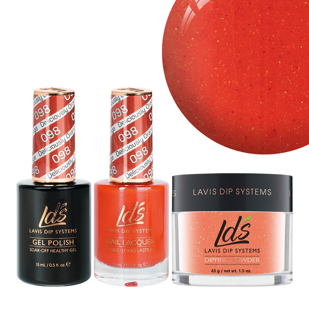  LDS 3 in 1 - 098 Deliciously Orange - Dip, Gel & Lacquer Matching by LDS sold by DTK Nail Supply