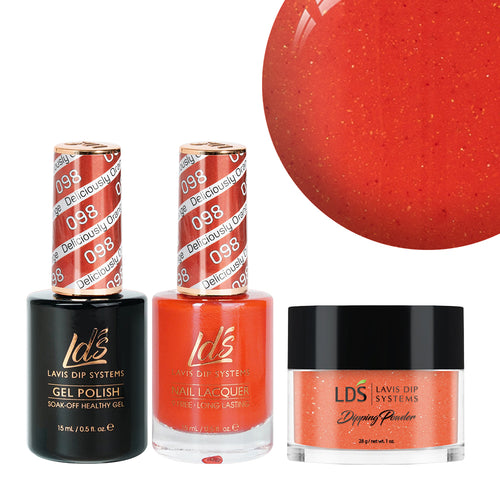  LDS 3 in 1 - 098 Deliciously Orange - Dip, Gel & Lacquer Matching by LDS sold by DTK Nail Supply