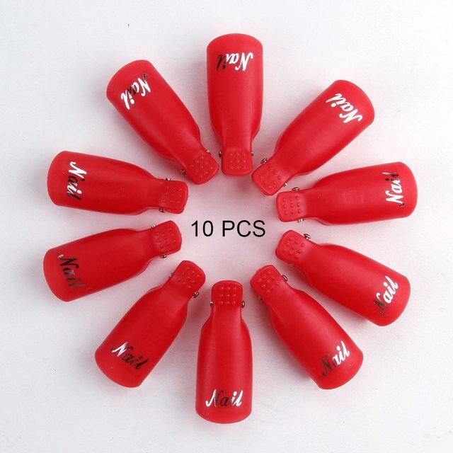 10 PCS Plastic Soak Off Cap Clips For Polish Remover - DTK Nail Supply