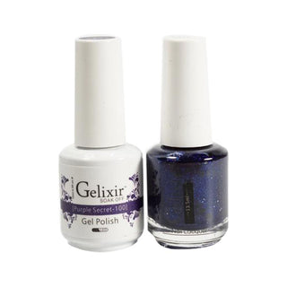  Gelixir Gel Nail Polish Duo - 100 Glitter, Purple Colors - Purple Secret by Gelixir sold by DTK Nail Supply