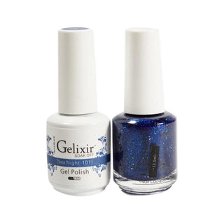  Gelixir Gel Nail Polish Duo - 101 Glitter, Blue Colors - Sea Night by Gelixir sold by DTK Nail Supply