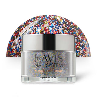  Lavis Acrylic Powder - 102 Kaleidoscope - Red, Glitter Colors by LAVIS NAILS sold by DTK Nail Supply