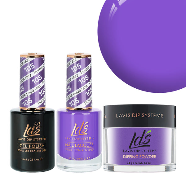  LDS 3 in 1 - 105 Purple Papa Razzi - Dip, Gel & Lacquer Matching by LDS sold by DTK Nail Supply