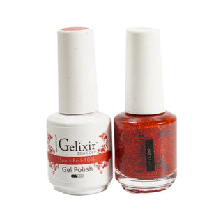  Gelixir Gel Nail Polish Duo - 106 Glitter, Red Colors - Spark Red by Gelixir sold by DTK Nail Supply