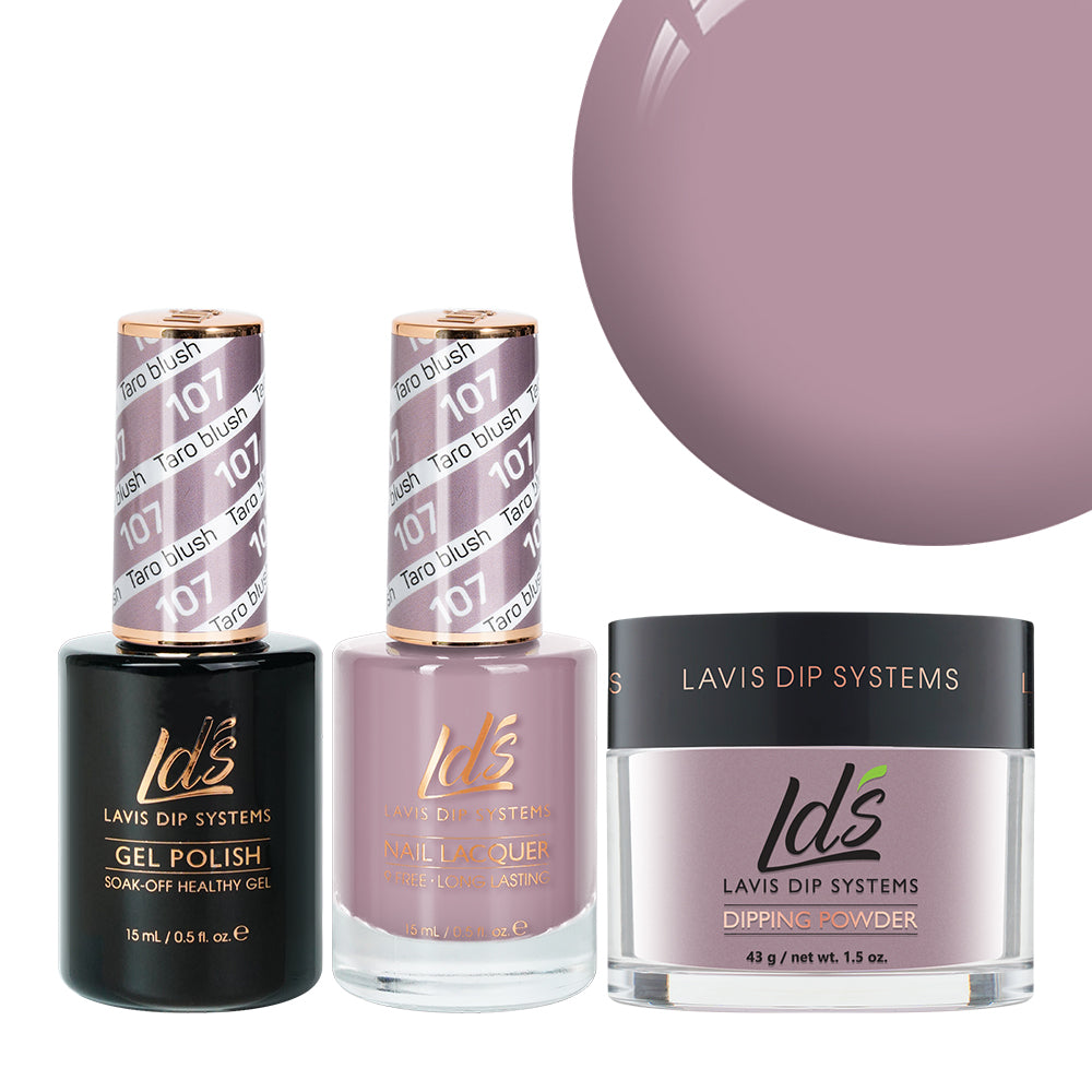  LDS 3 in 1 - 107 Taro Blush - Dip, Gel & Lacquer Matching by LDS sold by DTK Nail Supply