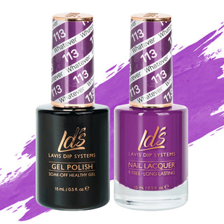  LDS Gel Nail Polish Duo - 113 Purple Colors - Whatever by LDS sold by DTK Nail Supply