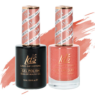  LDS Gel Nail Polish Duo - 114 Coral Colors - Melon Like It Is by LDS sold by DTK Nail Supply
