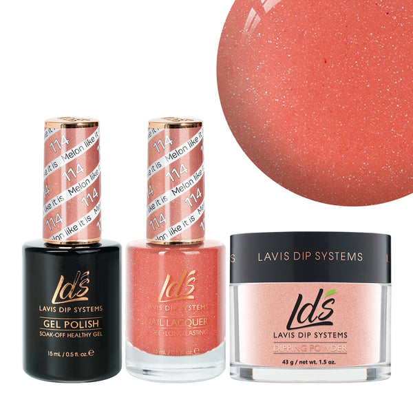  LDS 3 in 1 - 114 Melon Like It Is - Dip, Gel & Lacquer Matching by LDS sold by DTK Nail Supply