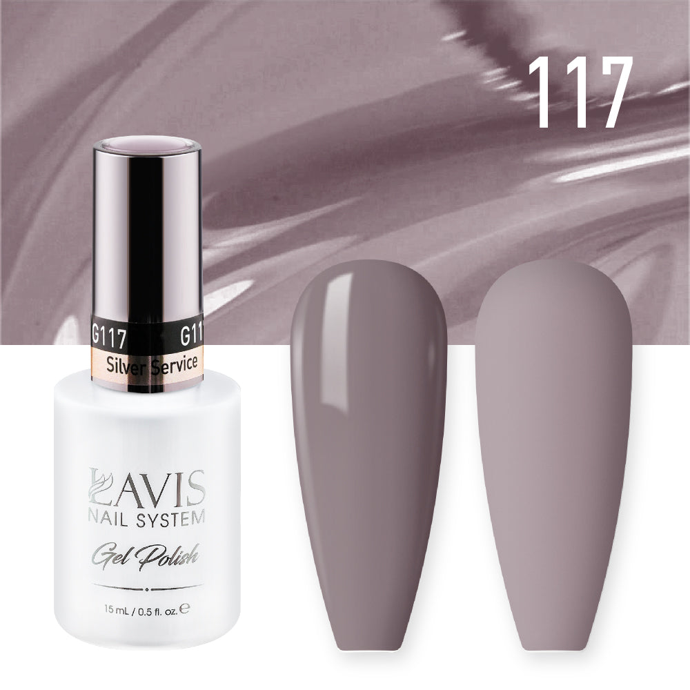 Lavis Gel Nail Polish Duo - 117 Gray Colors - Silver Service by LAVIS NAILS sold by DTK Nail Supply