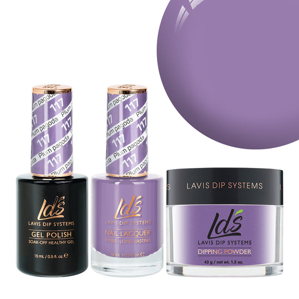  LDS 3 in 1 - 117 Plum Pagoda - Dip, Gel & Lacquer Matching by LDS sold by DTK Nail Supply