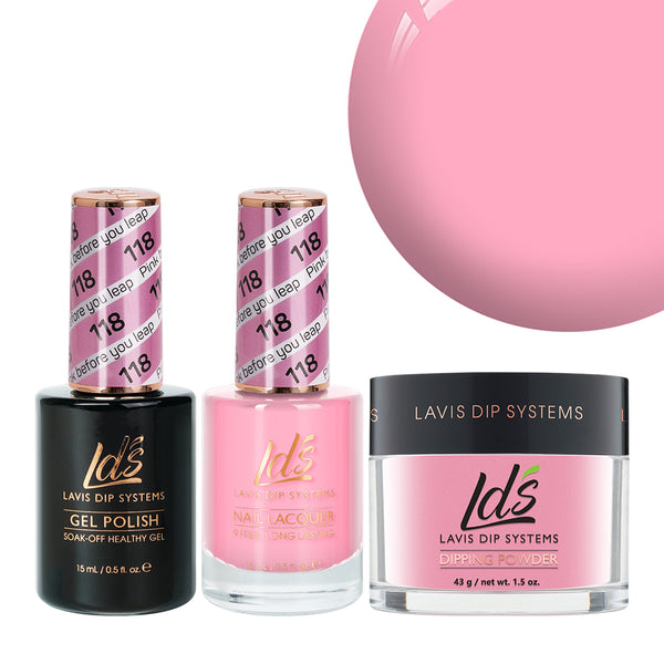  LDS 3 in 1 - 118 Pink Before You Leap - Dip, Gel & Lacquer Matching by LDS sold by DTK Nail Supply