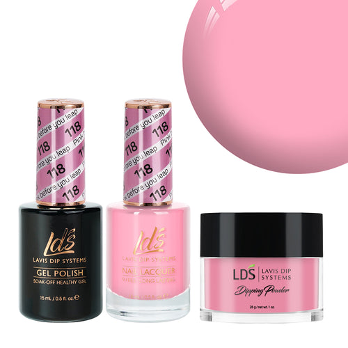  LDS 3 in 1 - 118 Pink Before You Leap - Dip, Gel & Lacquer Matching by LDS sold by DTK Nail Supply