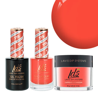 LDS 3 in 1 - 119 Red-Y For Adventure - Dip, Gel & Lacquer Matching by LDS sold by DTK Nail Supply