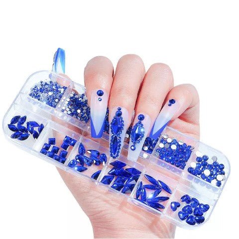 12 Grids Flatback Rhinestones RB - 10 Sapphire - DTK Nail Supply