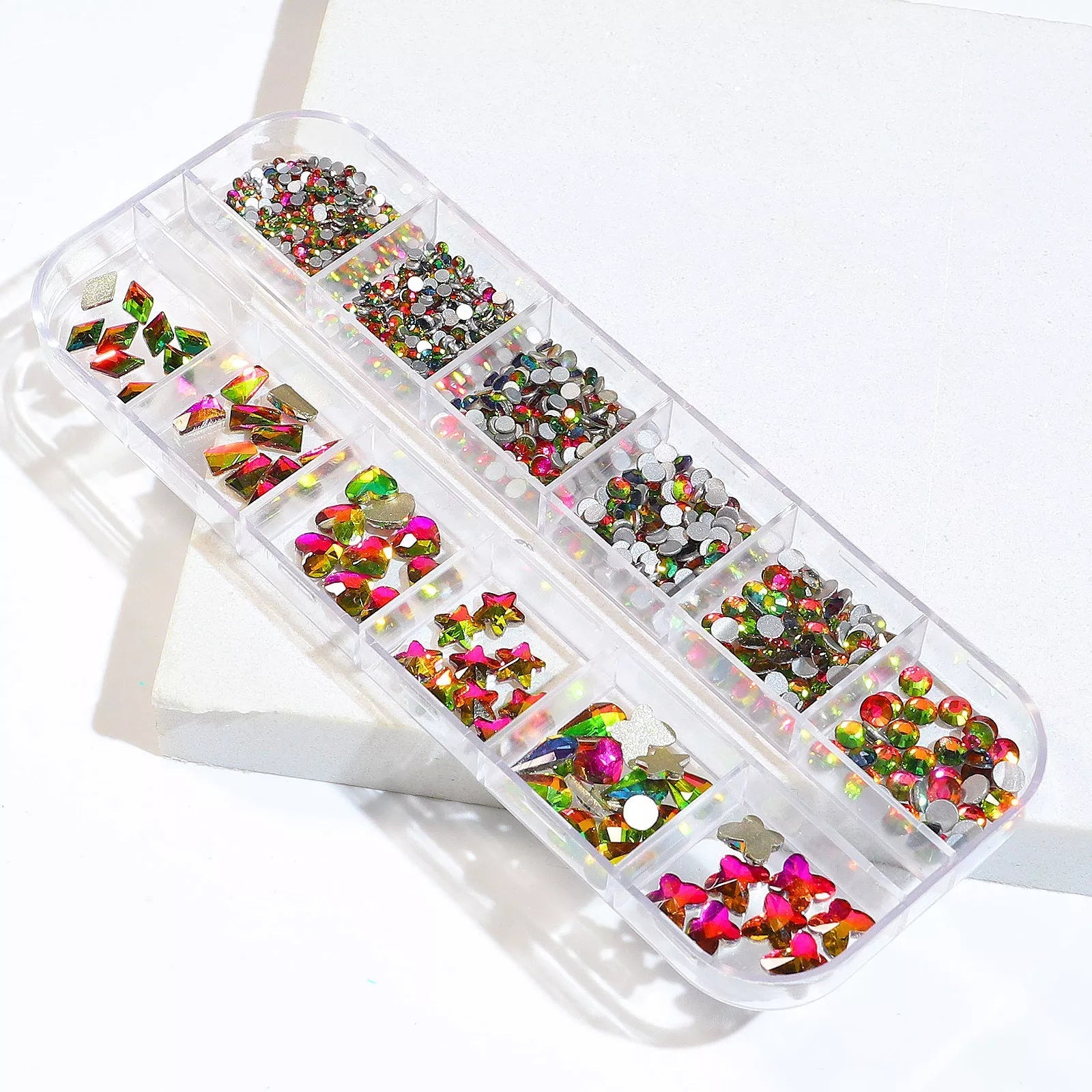 12 Grids Flatback Rhinestones RB - 11 Flame AB - DTK Nail Supply