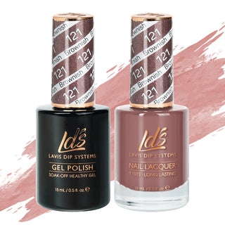 LDS 121 Brownish - LDS Healthy Gel Polish & Matching Nail Lacquer Duo Set - 0.5oz