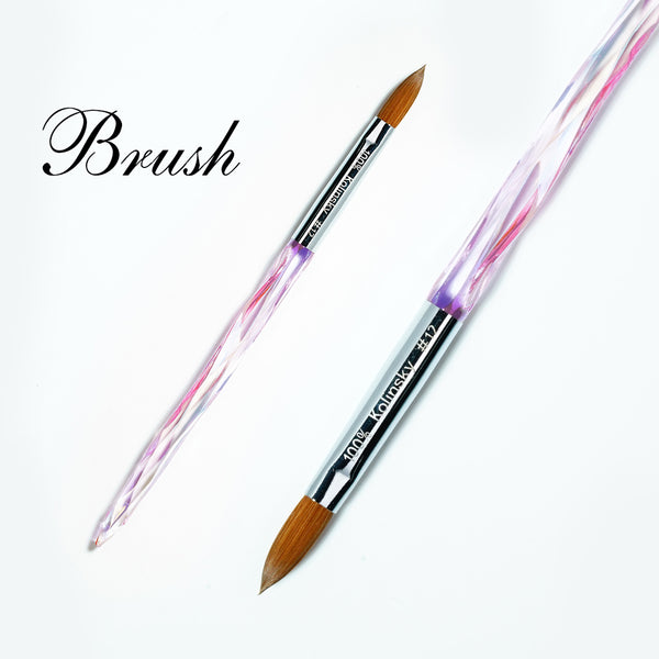  Acrylic Brush Crystal Handle #12 by Kolinsky sold by DTK Nail Supply
