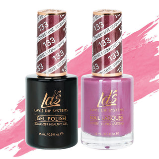 LDS Gel Nail Polish Duo - 133 Glitter Colors - Sweetest Straberry by LDS sold by DTK Nail Supply